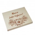 Drewniane pudełko na czekoladki Merci z okazji Dnia Matki wzór nr10