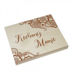 Drewniane pudełko na czekoladki Merci z okazji Dnia Matki wzór nr13