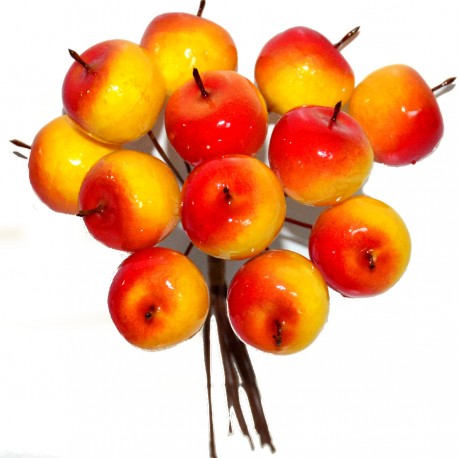 Rajskie jabłuszka czerwone 2CM na druciku 12szt.