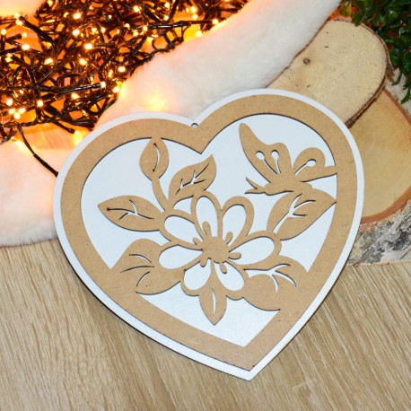 Serce hdf dwustronne ażurowe zawieszka