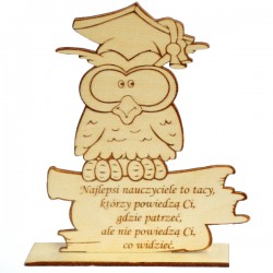Sowa z grawerem na podstawce statuetka mała Dzień Nauczyciela