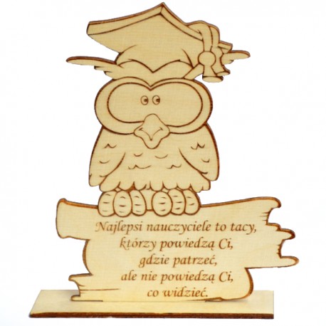 Sowa z grawerem na podstawce statuetka mała Dzień Nauczyciela