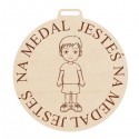 Medal z grawerem JESTEŚ NA MEDAL dla chłopca, ze sklejki 