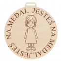 Medal z grawerem JESTEŚ NA MEDAL dla dziewczynki, ze sklejki 