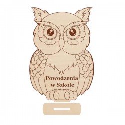 Sowa z grawerem, statuetka dla ucznia