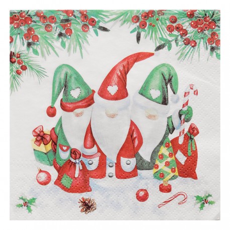 Serwetka do decoupage - MIKOŁAJE Z WORKAMI