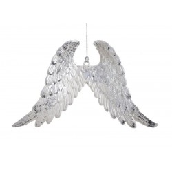 Skrzydła anioła zawieszka ozdobna 12cm biało srebrna