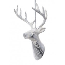 Poroże jelenia zawieszka 13cm biało srebrne