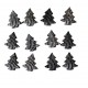 Choinki czarno srebrne na przylepcu 12sztuk