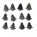 Choinki czarno srebrne na przylepcu 12sztuk