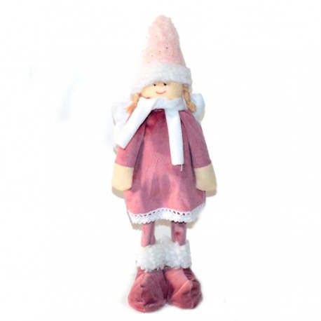 Aniołek wysoki w kubraczku brudny róż 34cm (EX60)