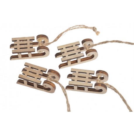 MINI SANKI drewniane naturalne ZESTAW 5cm/4szt.