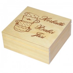 Drewniane pudełko z grawerem na Dzień Babci, Dzień Dziadka DUŻO WZORÓW, kwadrat, naturalne