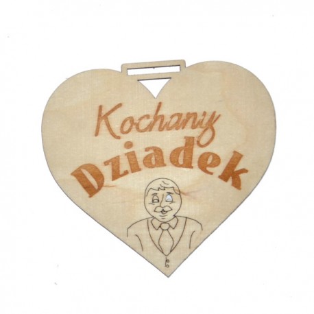 Drewniany medal serce Kochana Babcia