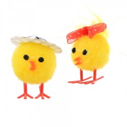 Kurczak puchaty para w kapeluszu i  z kokardką 2szt.
