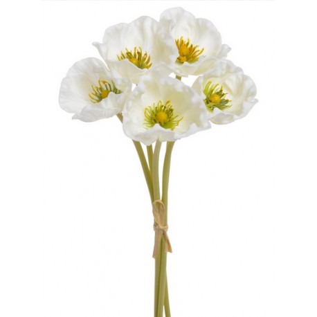 Anemon bukiet z pianki kwiat łodyga 5 sztuk ECRU
