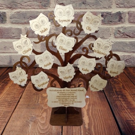 Drzewko podziękowanie dla nauczycieli ze sklejki, tło miętowe 