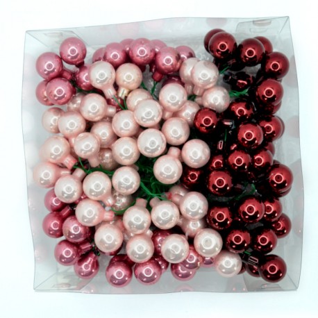 Bombki szklane na druciku matowo-błyszczące ZIMNY LILIOWY 2cm/144 szt