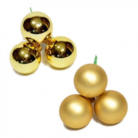 Bombki szklane na druciku ZŁOTE 3cm/18szt