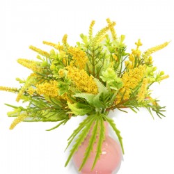 Kwiaty sztuczne - bukiet mieszany z wrzosem żółty