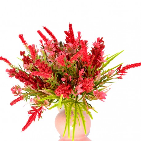 Kwiaty sztuczne - bukiet mieszany z wrzosem czerwony
