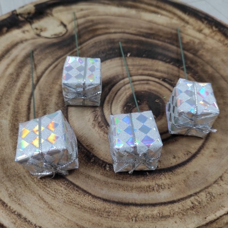 Prezent na piku SREBRNE OPALIZUJĄCE zestaw 2,5cm/4szt.