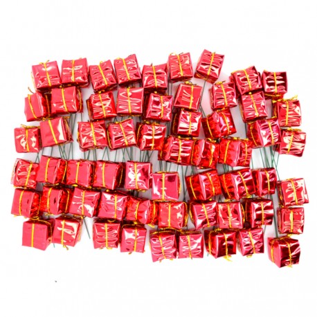 Prezent na piku CZERWONE metalizowane zestaw 2,5cm 60 sztuk