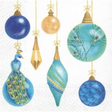Serwetka do decoupage niebieskie bombki 1szt.