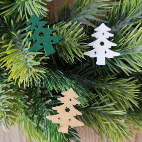 CHOINKI drewniane wykrawanka 3 kolory 58szt.  (MLD197)