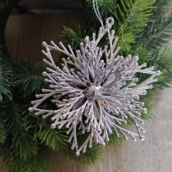 Śnieżynka 3D zawieszka 12cm srebrna