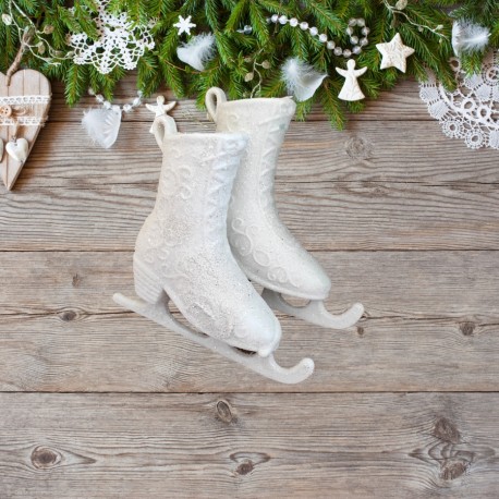 Łyżwy para zawieszka 8cm białe