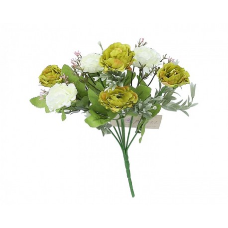 Mini goździki bukiet kwiatów zielono-kremowych 7szt.