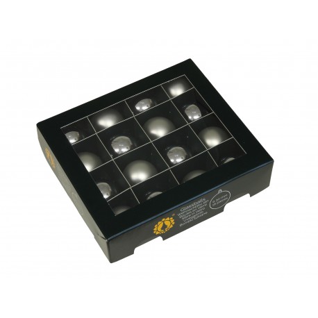 Bombki szklane matowo-błyszczące SREBRNE  BOX 3cm/18szt