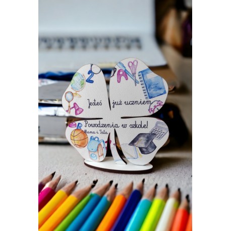 Prezent na rozpoczęcie roku szkolnego, pasowanie na ucznia - koniczyna, PERSONALIZOWANA