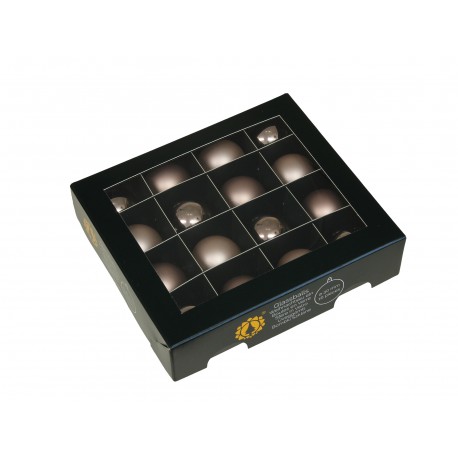 Bombki szklane matowo-błyszczące PRZYDYMIONY RÓŻ  BOX 3cm/16szt