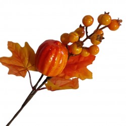 Jesienna gałązka dekoracyjna krótka dzika róża liście dynia KBG1765