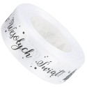 Tasiemka SATYNOWA BIAŁA z nadrukiem WESOŁYCH ŚWIĄT 25mm/23mb