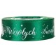 Tasiemka SATYNOWA ZIELONA z nadrukiem WESOŁYCH ŚWIĄT 25mm/23mb