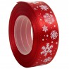 Tasiemka SATYNOWA CZERWONA z nadrukiem śnieżynek 25mm/23mb