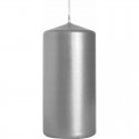 Świeca klubowa, walcowa 10cm/4,8cm srebrna metaliczna