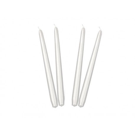 Świeca stożkowa 24 cm srebrna metaliczna 1szt