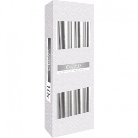 Świeca stożkowa 24 cm srebrna metaliczna 1szt