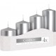 Świeca klubowa, walcowa 10cm/4,8cm srebrna metaliczna