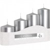 Świeca klubowa, walcowa 10cm/4,8cm srebrna metaliczna