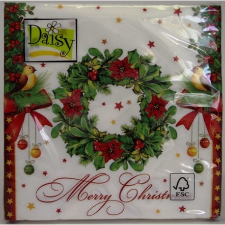 Serwetka do decoupage wieniec gwiazdy betlejemskie merry christmas