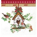 Serwetka do decoupage karmnik z serduszkiem i ptaszki