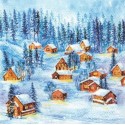 Serwetka do decoupage domki w śniegu