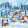 Serwetka do decoupage domki w śniegu