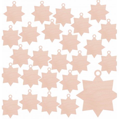 Gwiazdka zawieszka ze sklejki 10cm zestaw 25szt.