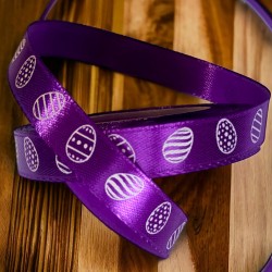 Tasiemka SATYNOWA w pisanki fioletowa 12mm 23mb